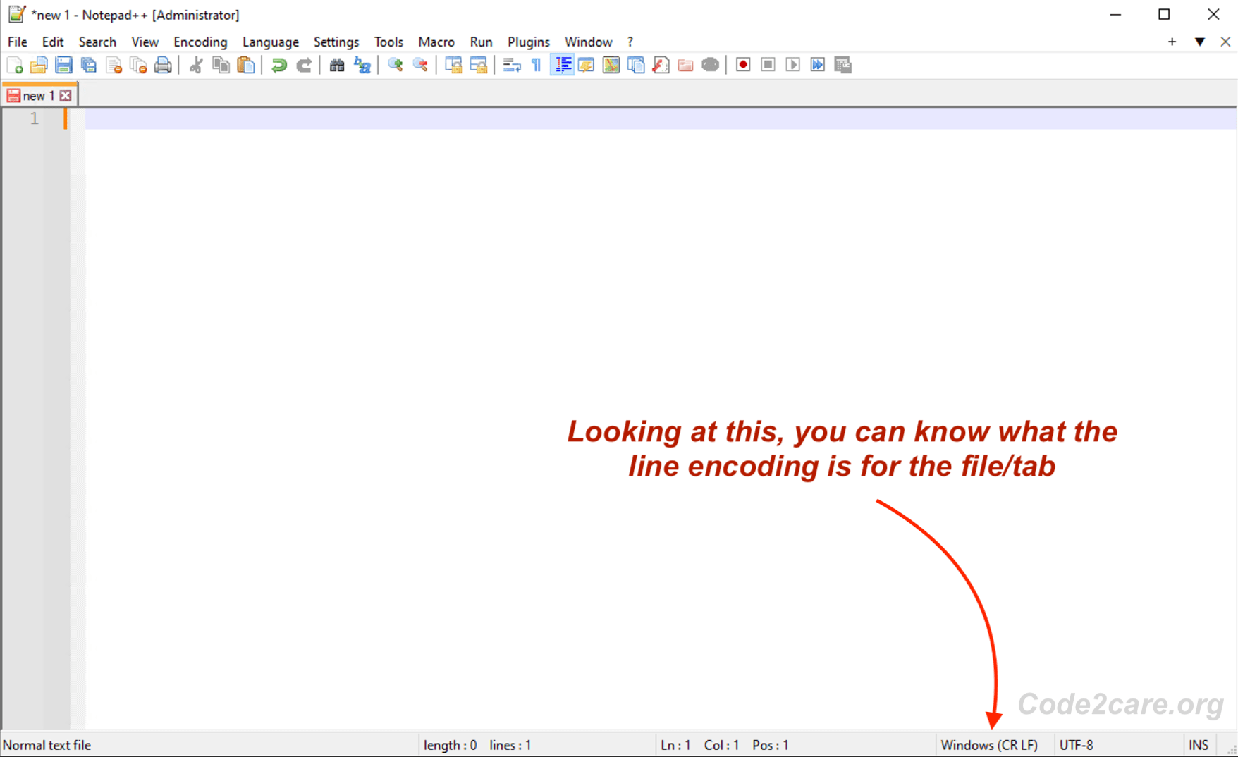 Customizing Notepad++ New Document Line Encoding CR/LF/CR LF Code2care